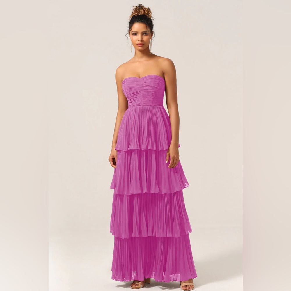 WEDTREND - Prom Dress - A-Line Sweetheart Floor Length Tiered Chiffon BRAND NEW